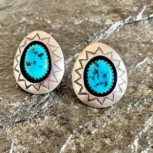 Native American Vintage Turquoise Shadowbox Earrings